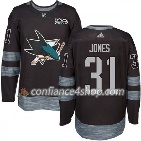 Adidas Maillot de Hockey San Jose Sharks Martin Jones 31 1917-2017 100th Anniversary Noir Authentic - Homme